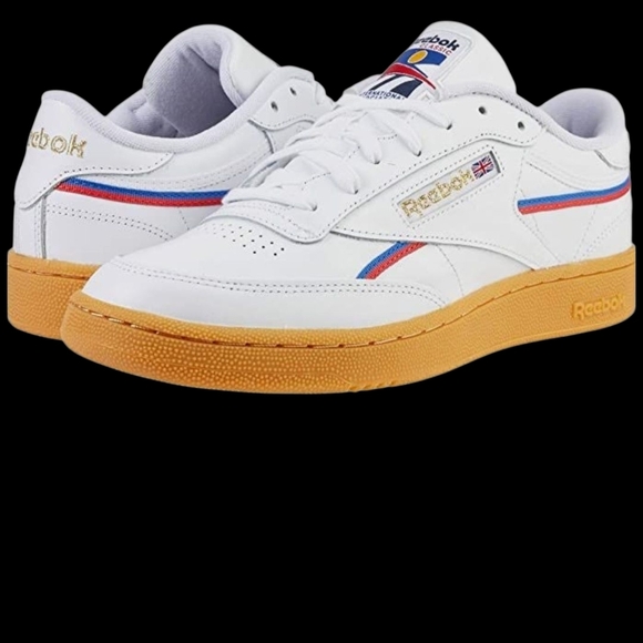 Reebok White Sneakers with Red and Blue Accents - Picture 1 of 4